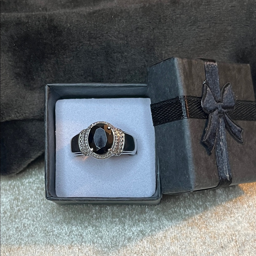 Thai Black Spinal Solitaire Ring Sz 8 - Picture 6 of 6